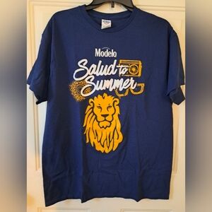 Modelo Blue T-Shirt with Yellow Lion Graphic Size L